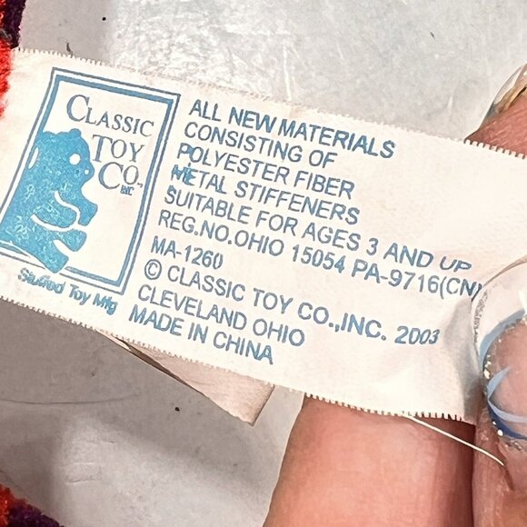 Classic Toy Company Dragon Plush Stuffed Animal Red Purple Loop to Hang Toy - Picture 11 of 11